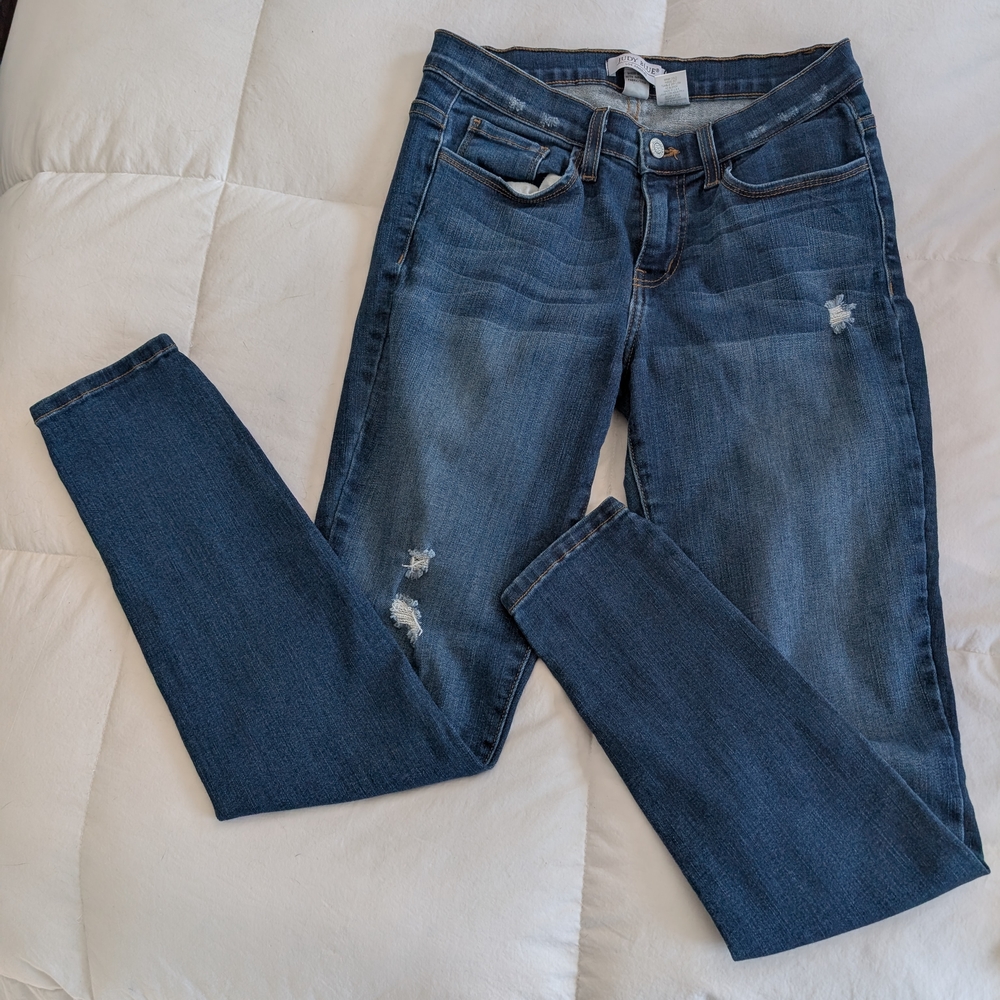 Judy Blue Distressed Dark Blue Skinny Jeans